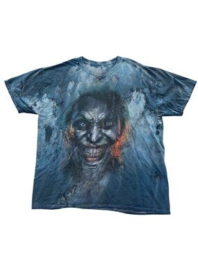 Injustice T-Shirt Size XL Blue Short Sleeve Joker Tie-Dye Graphic Tee Casual